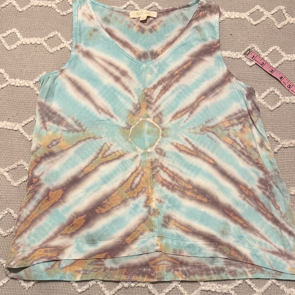 River + Sky Tie-Dye Tank Top - Blue and Brown